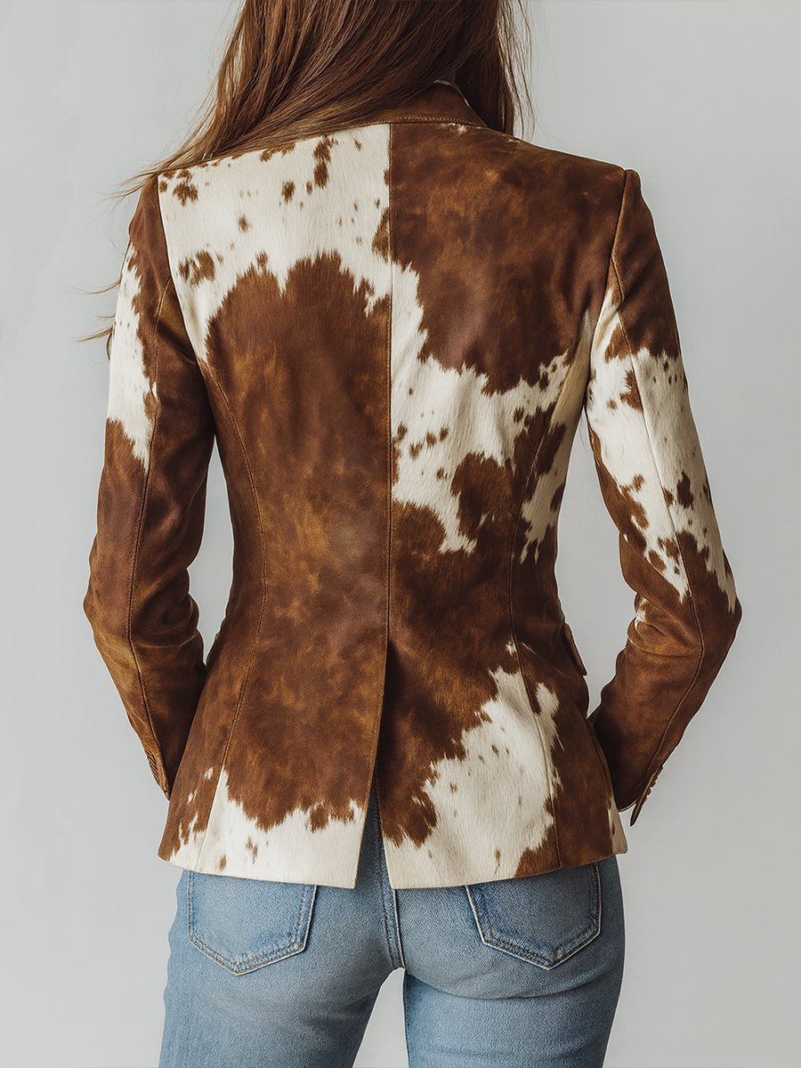 Alessia Vintage Cow-Print Blazer