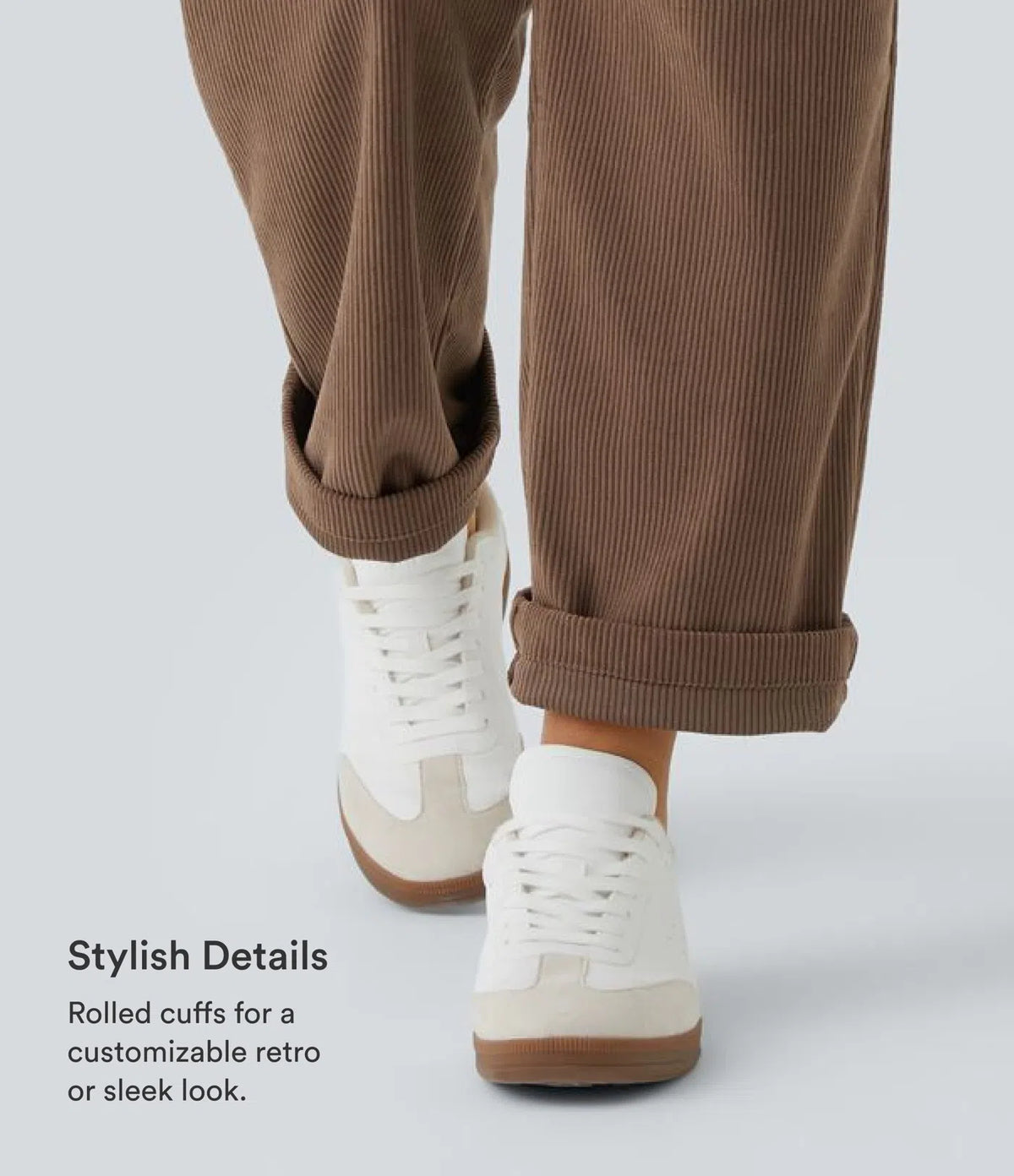 Mid Rise Zipper Pocket Corduroy Casual Trousers
