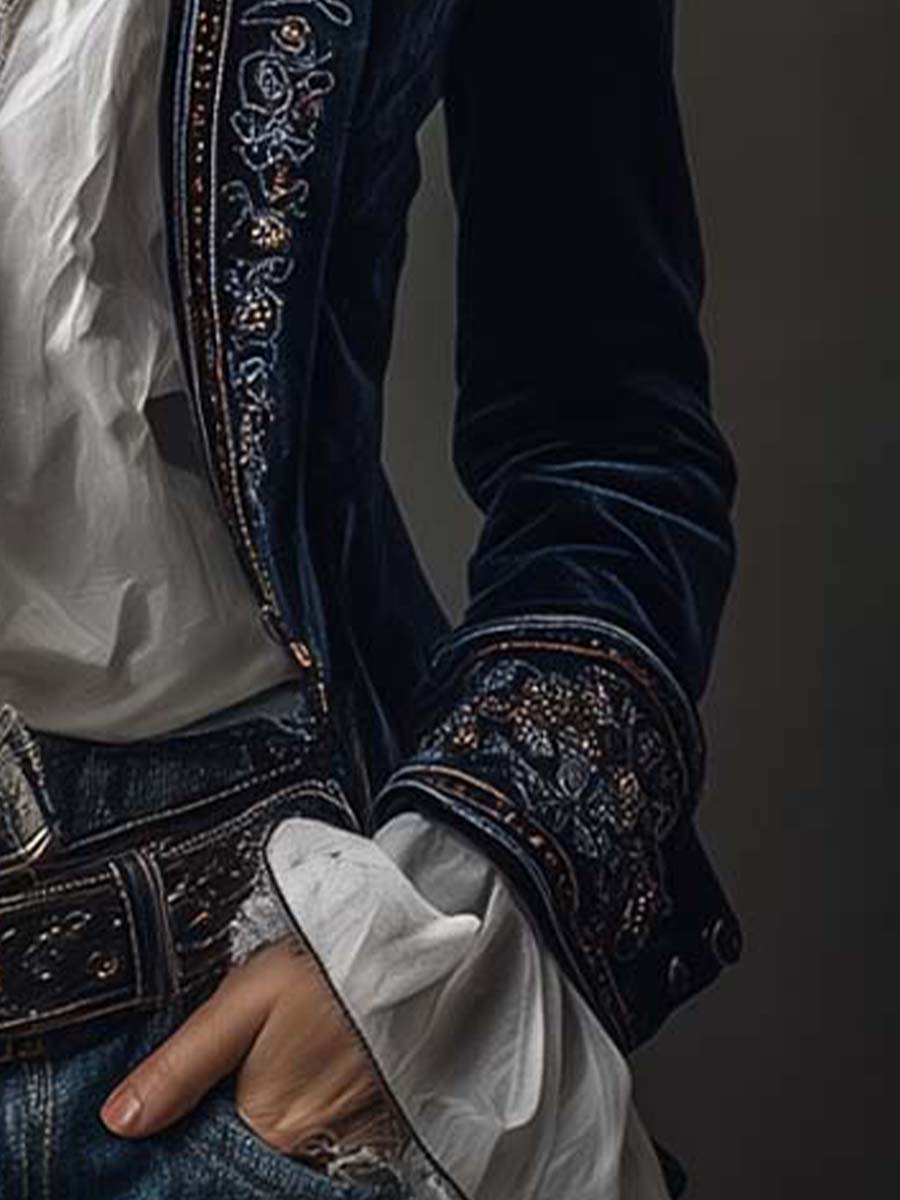 Chiara embroidered longline jacket - cuff detail