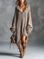 Noemi Hooded Soft Knit Midi Dress