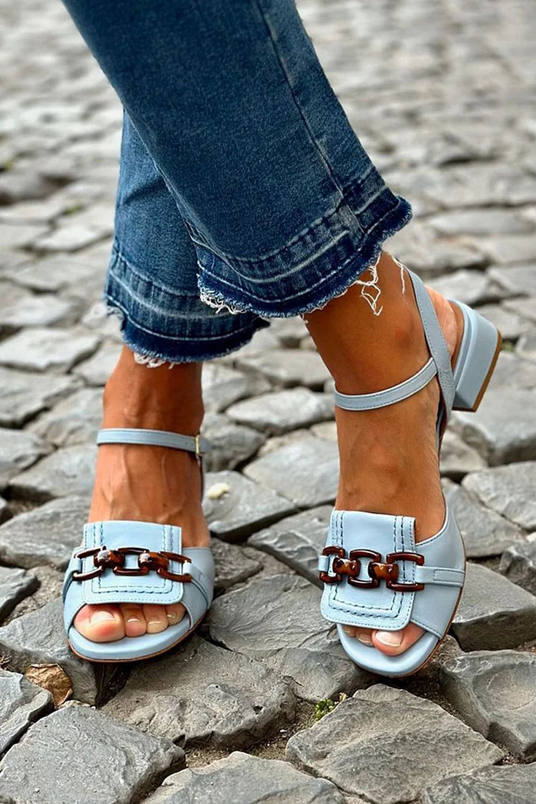 Azzurra Chain-Strap Block-Heel Sandals
