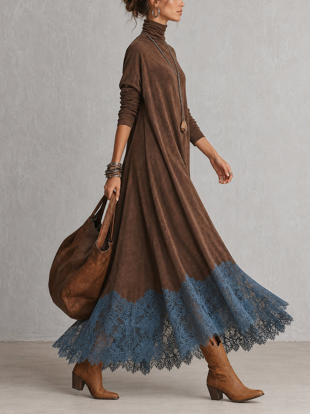 Rosalba maxi dress lace hem detail