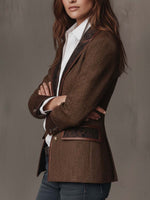 Francesca Herringbone Print-Panel Blazer