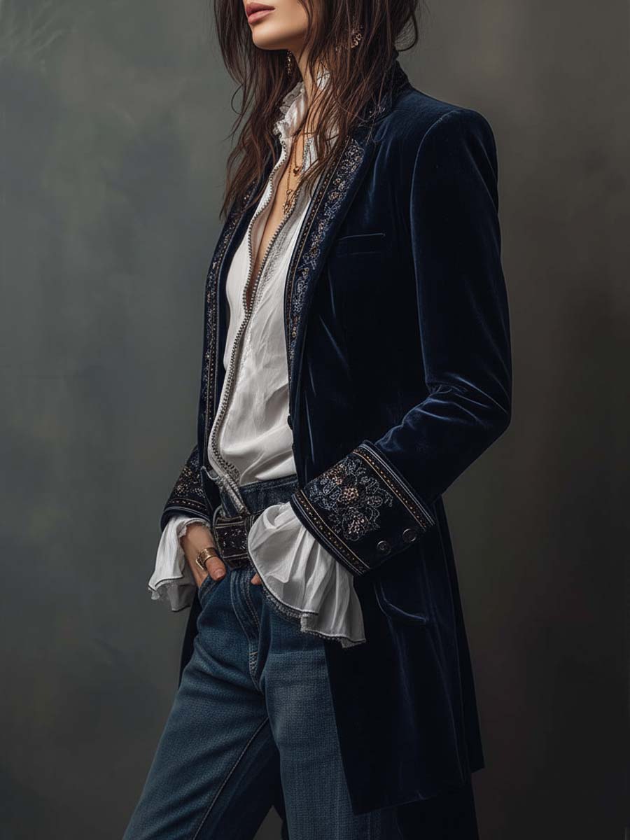 Chiara Embroidered Longline Jacket