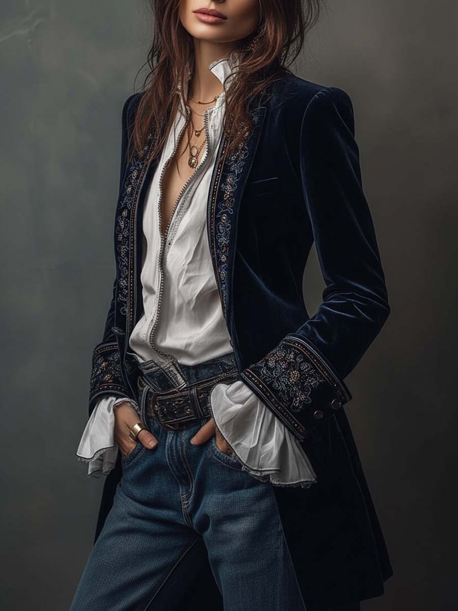 Chiara Embroidered Longline Jacket