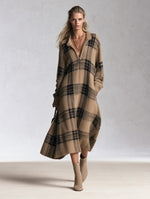 Gemma Plaid Knit Half-Zip Midi Dress