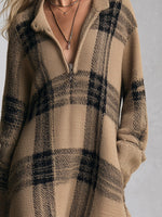 Gemma Plaid Knit Half-Zip Midi Dress