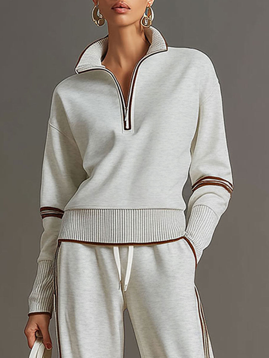 Raffaella Half-Zip Sweatshirt & Wide-Leg Pants Set