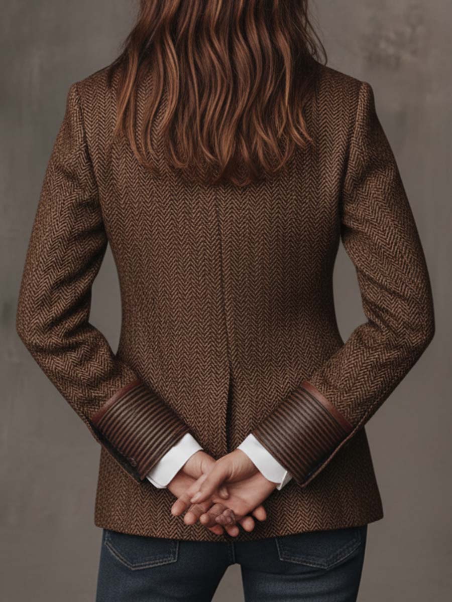 Francesca herringbone blazer - back view