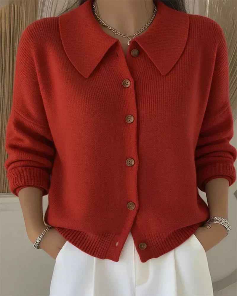 Cornelia Pointed-Collar Cardigan - Orange