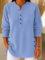 Iris Henley Button Tunic - Light Blue