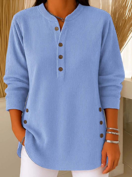 Iris Henley Button Tunic - Light Blue