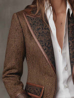 Francesca Herringbone Print-Panel Blazer