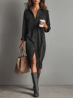 Rosaria Relaxed Suede-Look Midi Shirt Dress