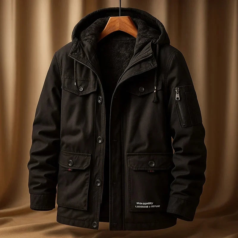 Roberto Fleece-Lined Hooded Work Jacket