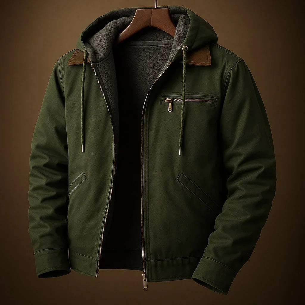 Paolo Sherpa-Lined Hooded Canvas Jacket