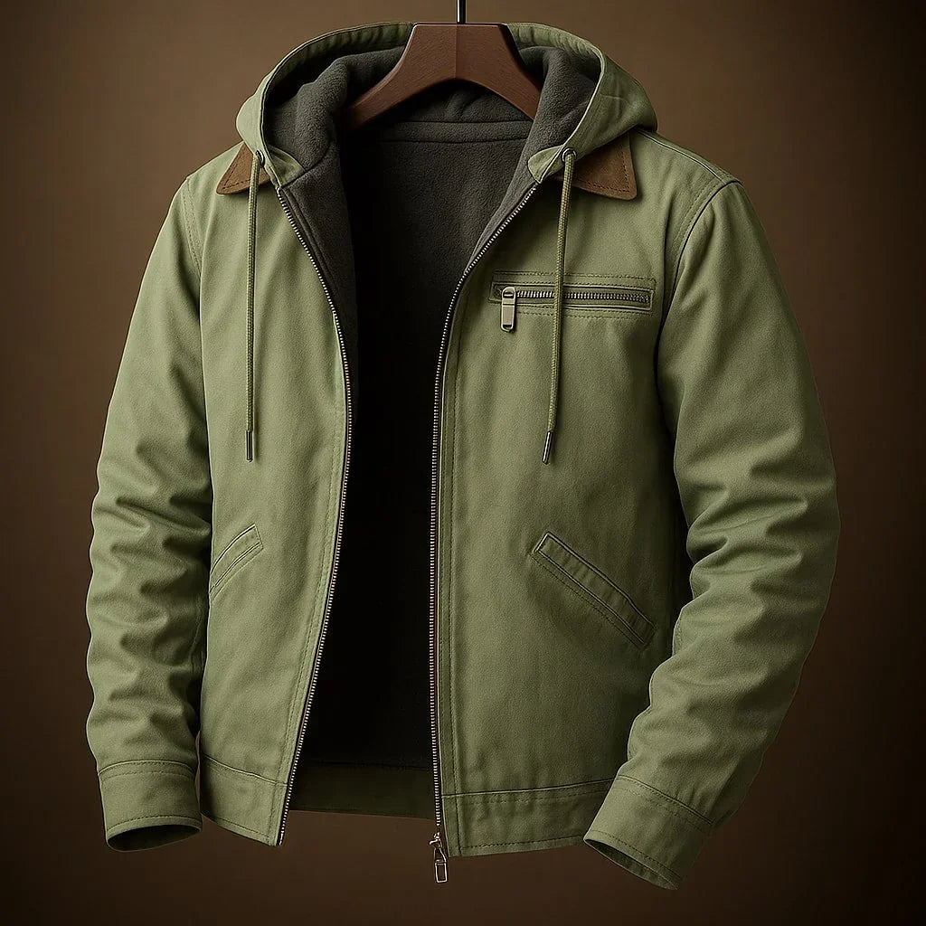 Paolo Sherpa-Lined Hooded Canvas Jacket