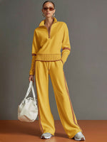 Raffaella Half-Zip Sweatshirt & Wide-Leg Pants Set