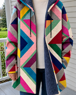Federico patchwork hooded coat - Prism Geometric