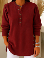 Iris Henley Button Tunic - Burgundy