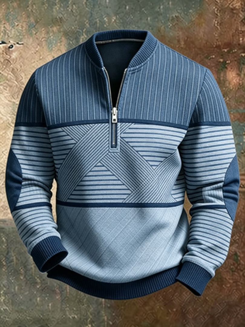 Stefano Striped Half-Zip Knit Pullover