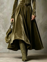 Federica Velvet Belted Zip Maxi Dress