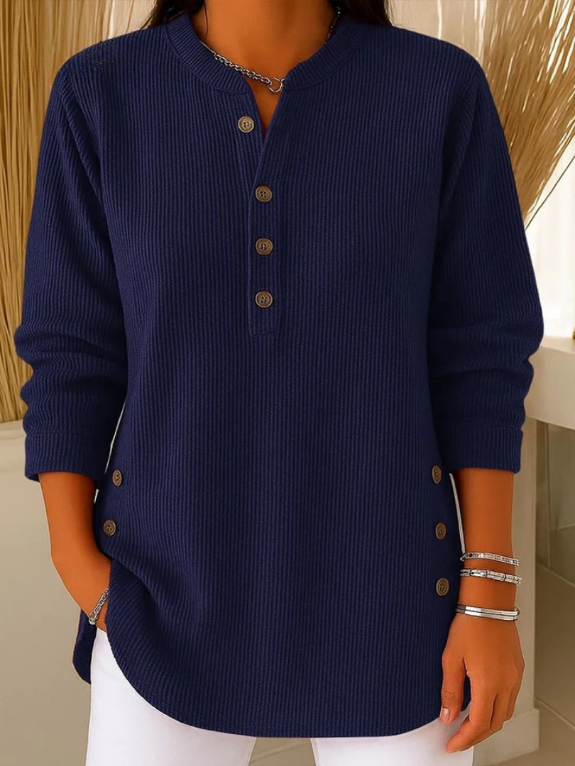 Iris Henley Button Tunic - Navy