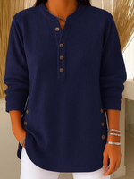 Iris Henley Button Tunic - Navy