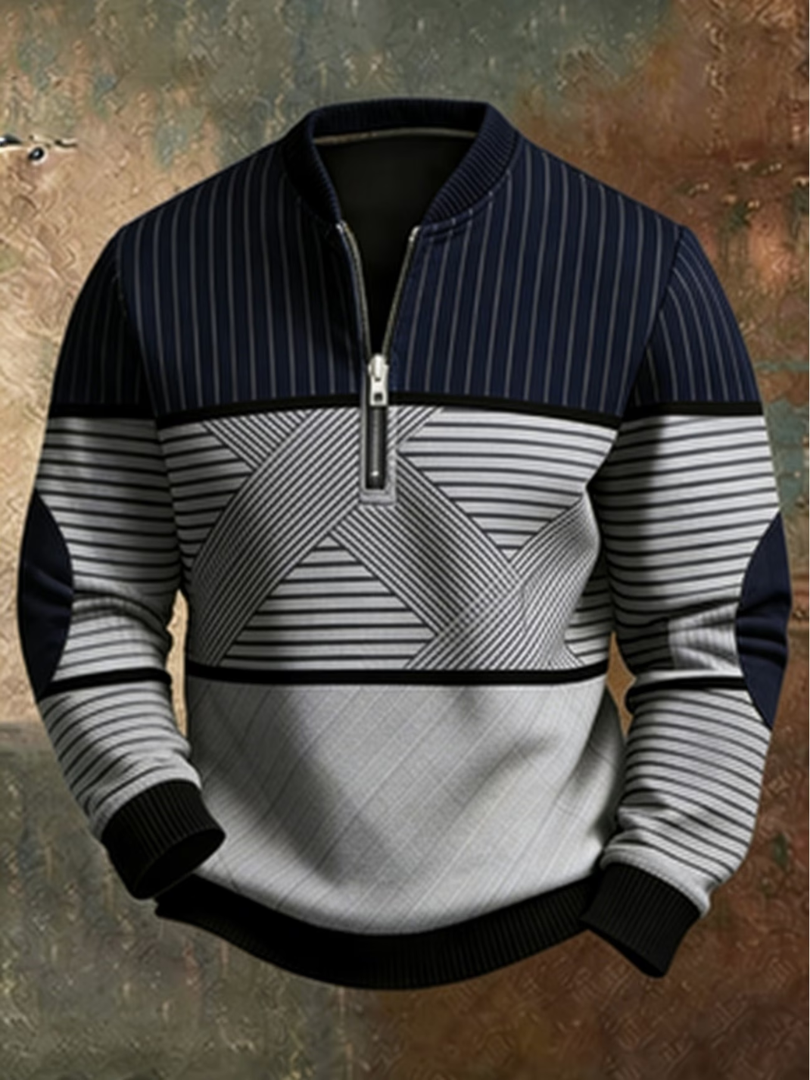 Stefano Striped Half-Zip Knit Pullover