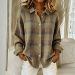 Giulia plaid knit shacket cardigan