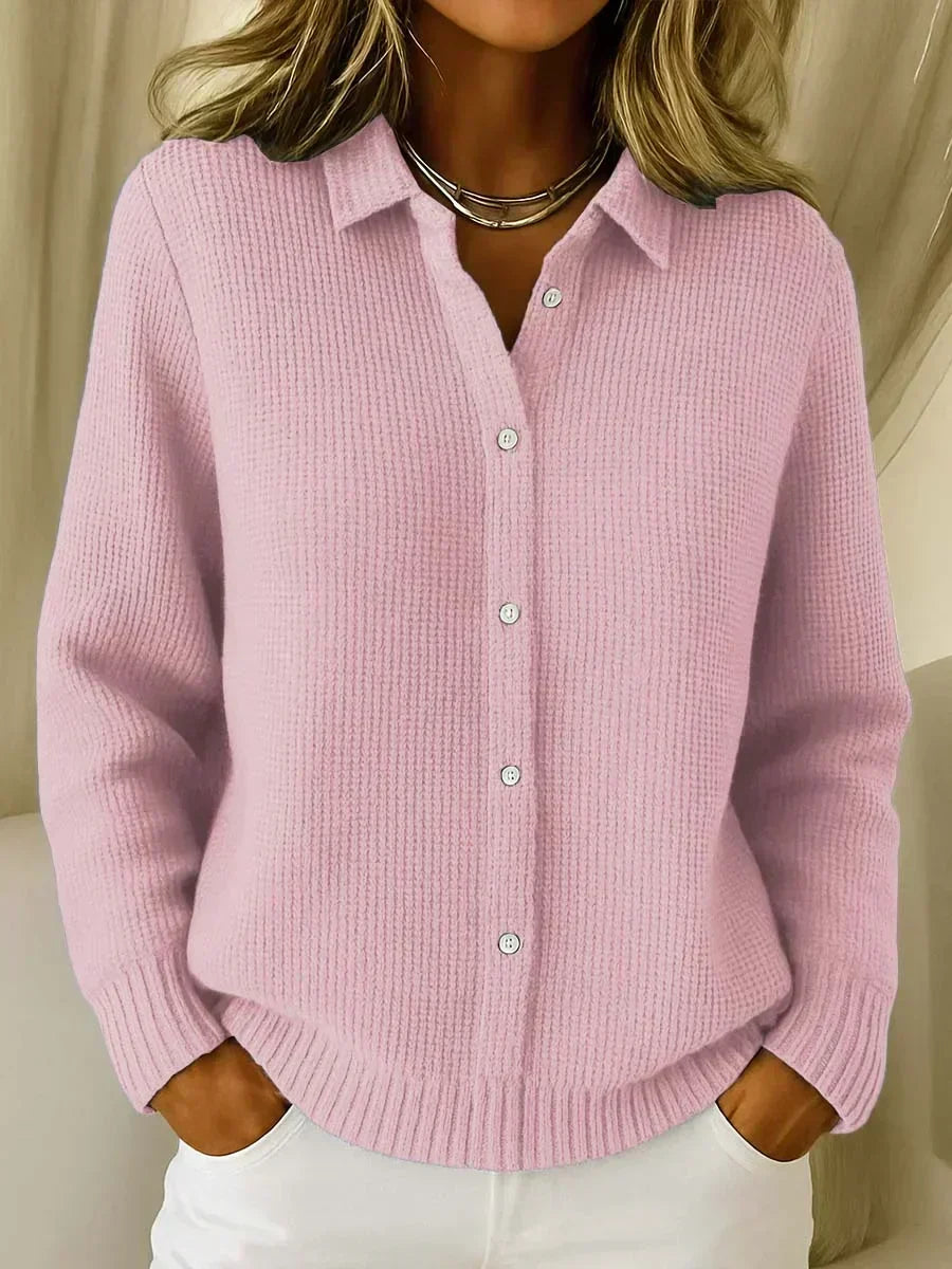Ersilia Textured Knit Cardigan - Pink