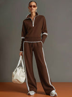 Raffaella Half-Zip Sweatshirt & Wide-Leg Pants Set