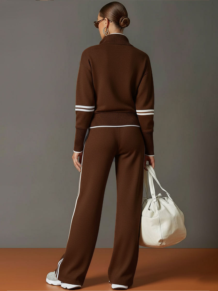 Raffaella Half-Zip Sweatshirt & Wide-Leg Pants Set