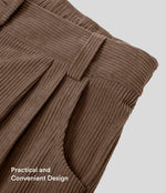 Mid Rise Zipper Pocket Corduroy Casual Trousers