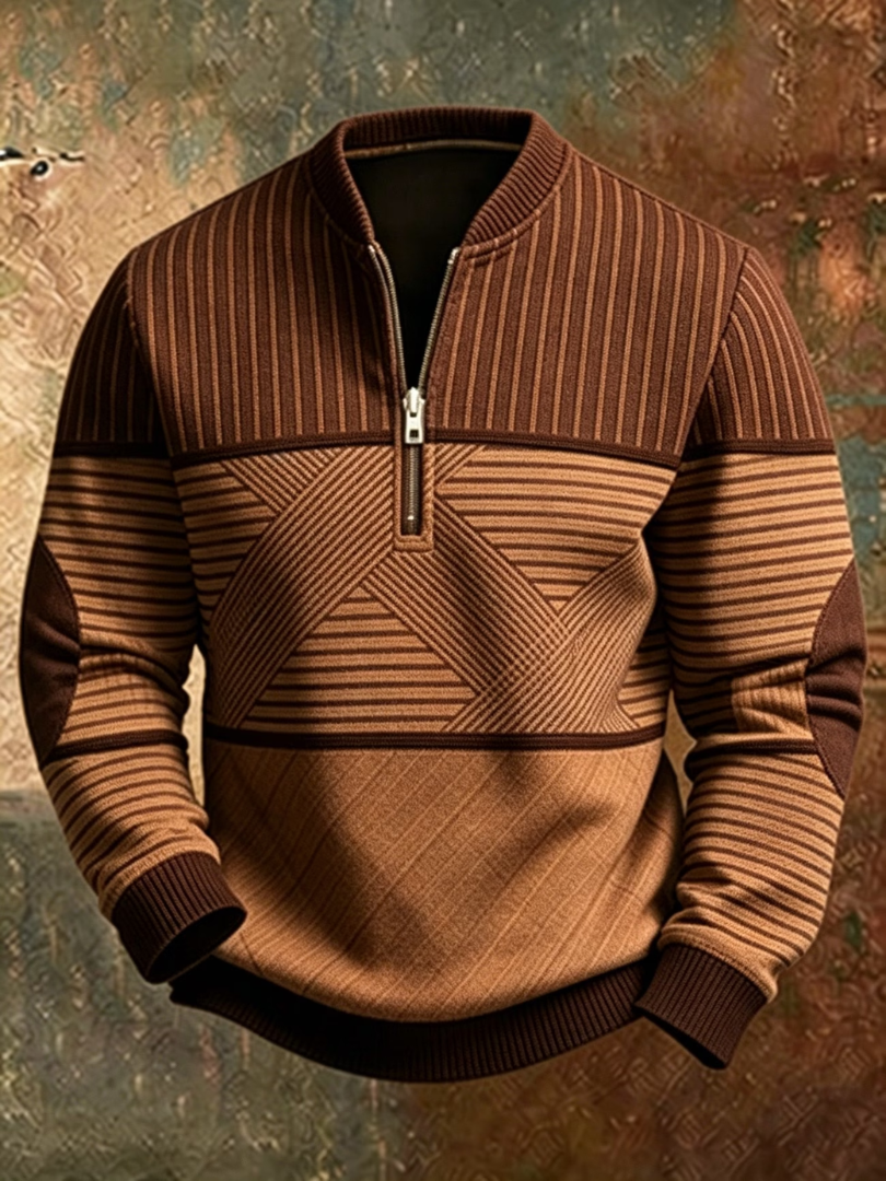 Stefano Striped Half-Zip Knit Pullover