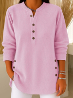 Iris Henley Button Tunic - Soft Pink