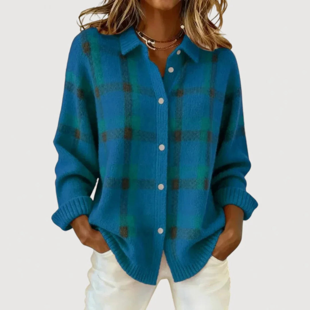 Giulia plaid knit shacket cardigan