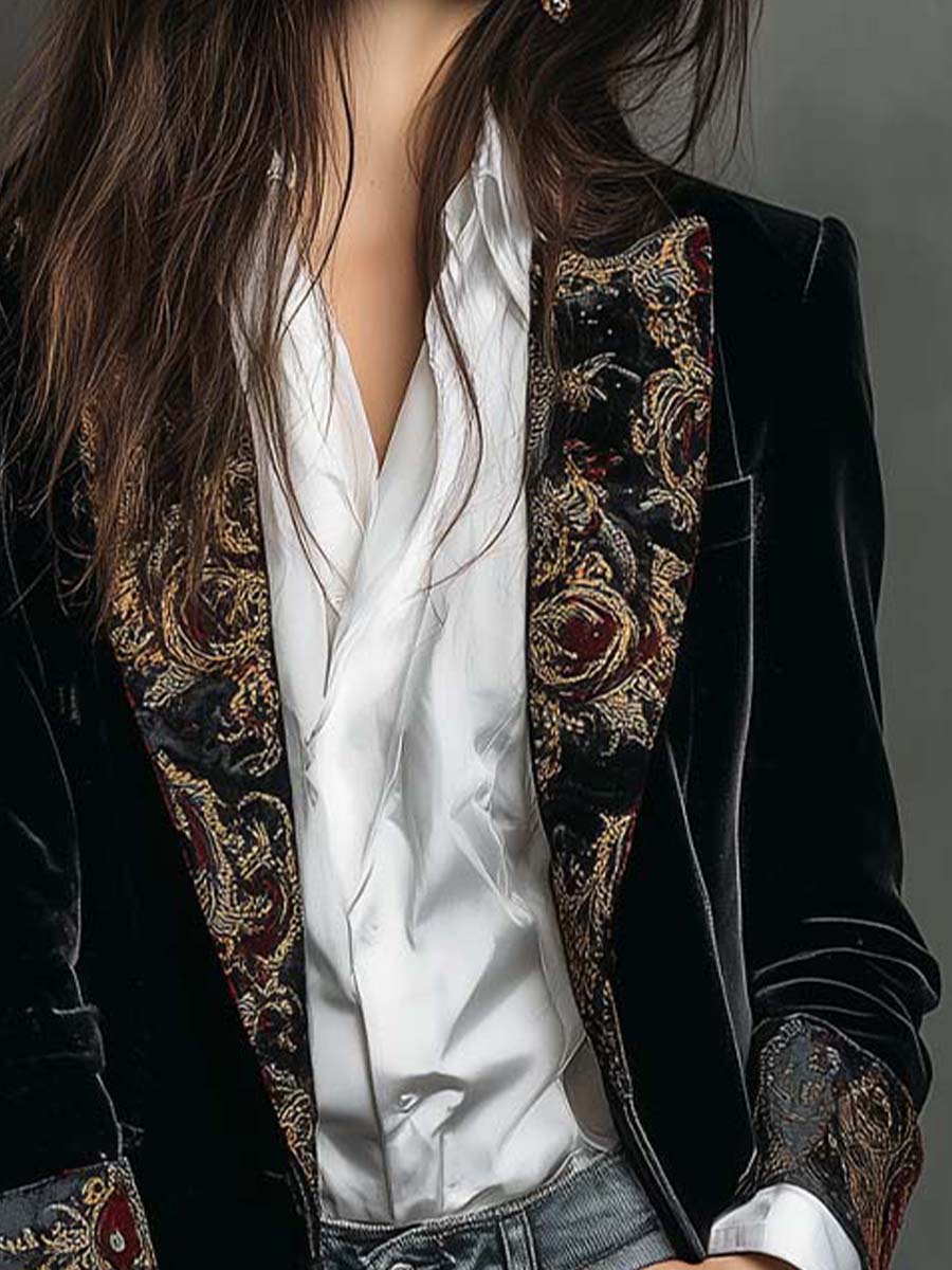 Camilla Fitted Baroque Print Blazer