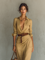 Alina Belted Maxi Shirt Dress