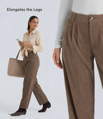 Mid Rise Zipper Pocket Corduroy Casual Trousers