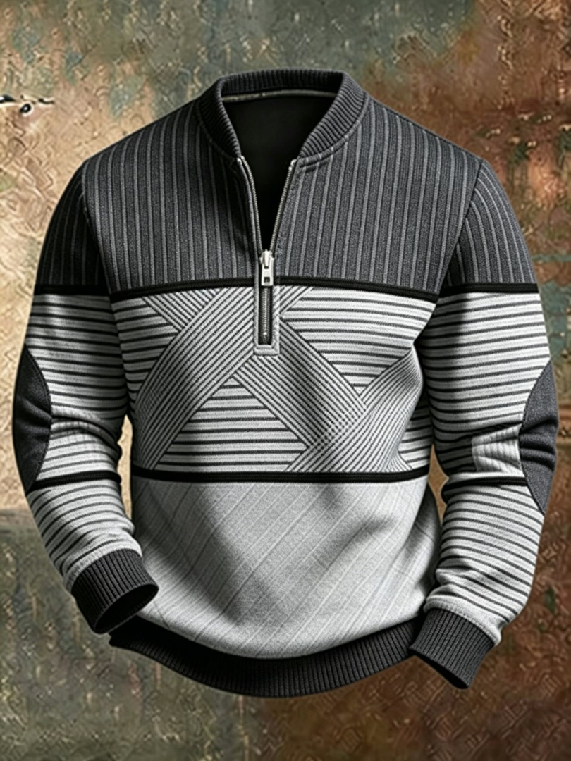 Stefano Striped Half-Zip Knit Pullover