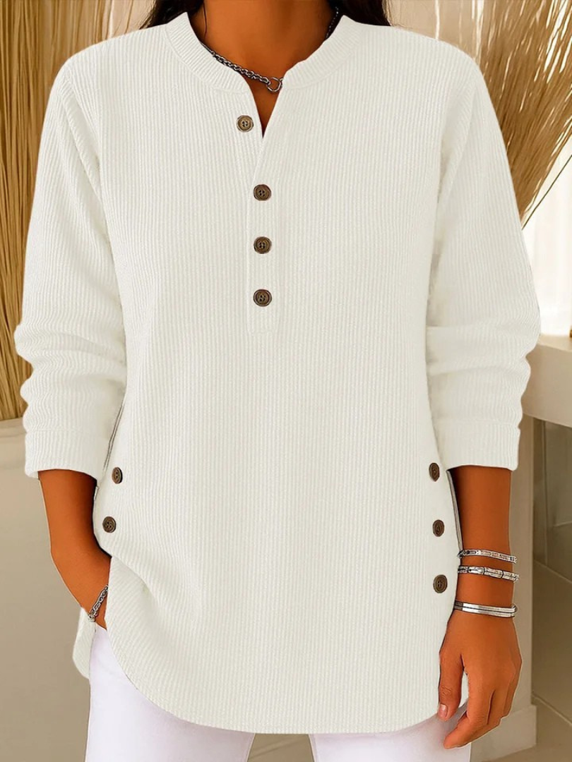 Iris Henley Button Tunic - White