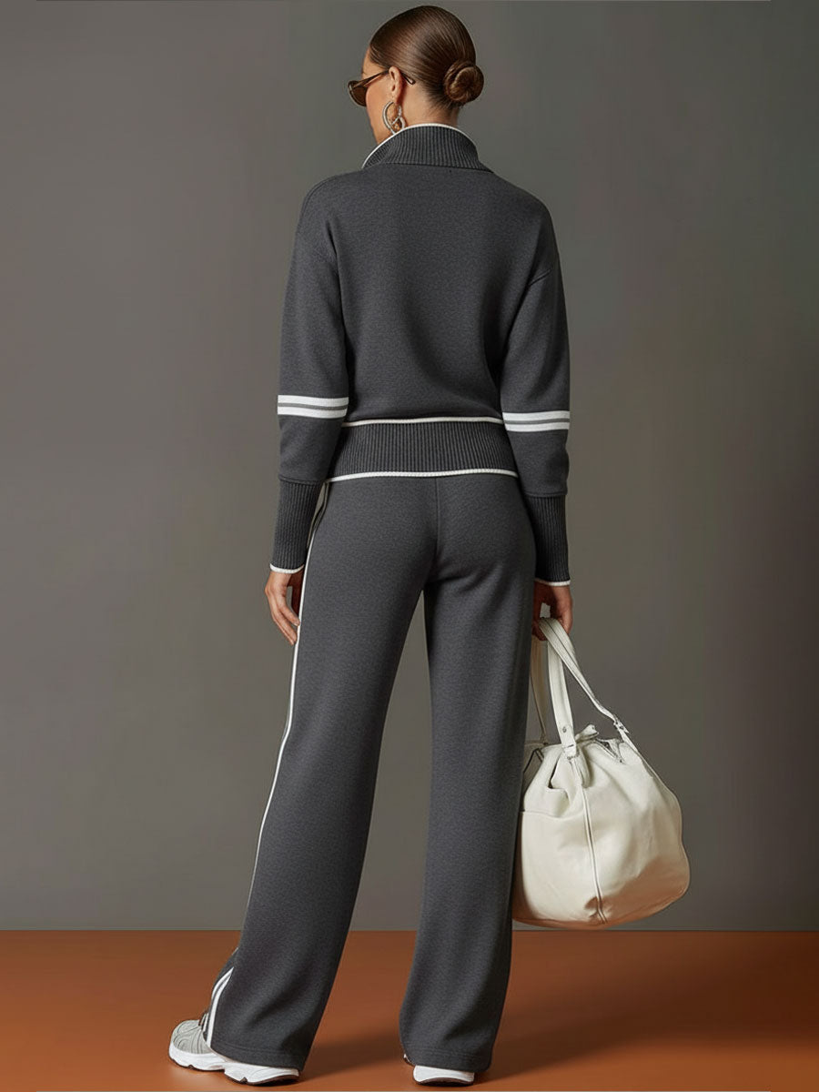 Raffaella Half-Zip Sweatshirt & Wide-Leg Pants Set