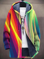 Rosalia Patchwork Hooded Fleece Cardigan - Green Multicolor
