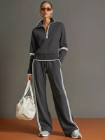 Raffaella Half-Zip Sweatshirt & Wide-Leg Pants Set