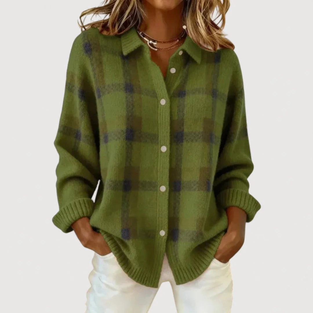 Giulia plaid knit shacket cardigan