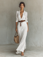 Alina Belted Maxi Shirt Dress