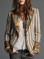Rosanna Boho Stripe Print-Collar Blazer