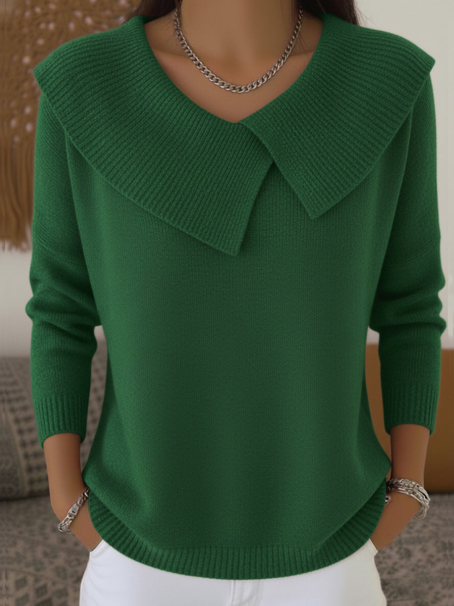 Ilaria Pleated Shawl-Collar Sweater - Green