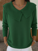 Ilaria Pleated Shawl-Collar Sweater - Green